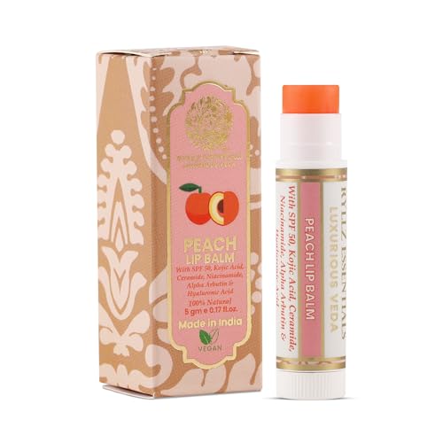 RYLLZ ESSENTIALS Peach Lip Balm | SPF 50 PA+++ | With Shea Butter, Kojic Acid, Ceramide, Niacinamide, Alpha Arbutin & Hyaluronic Acid | Peach Tint | For Lip Lightening & Moisturized Lips | 5 Gm - Image 1
