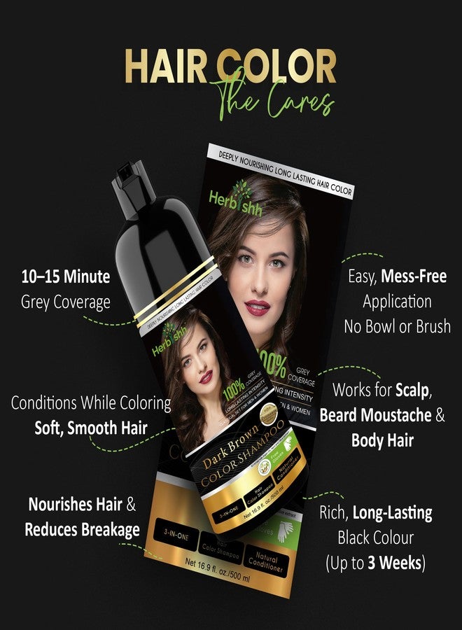 Herbishh Hair Color Shampoo Dark Brown (500ml) with 1 Pair of Gloves | Hair Dye for Men & Women | 3-in-1 Permanent Dye with 100% Grey Coverage Upto 3 Weeks | Long Lasting Salon Like Result - Image 4