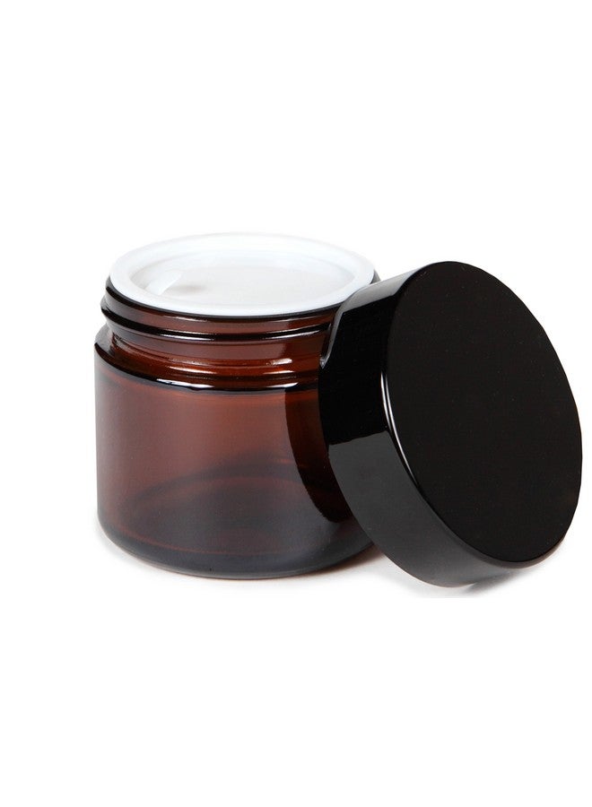 Vivaplex, 12, Amber, 2 oz, Round Glass Jars, with Inner Liners and black Lids - Image 5