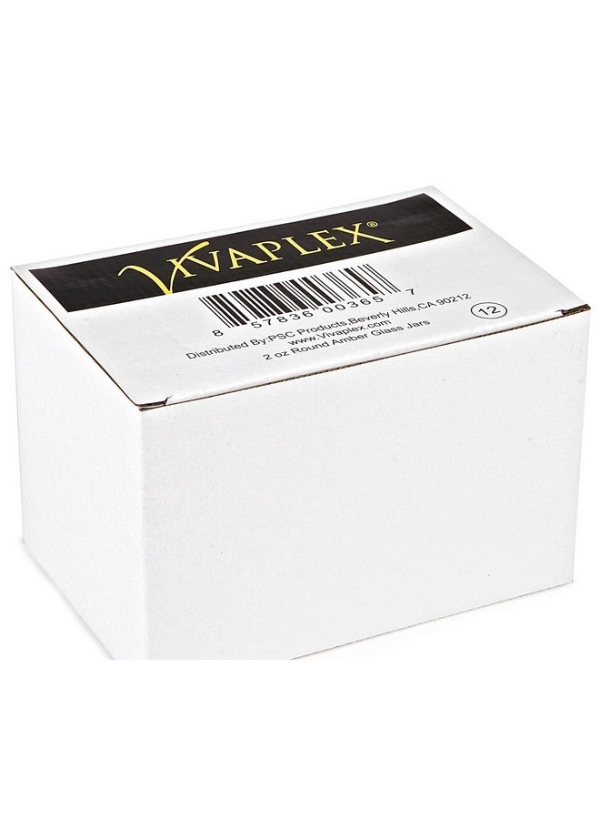 Vivaplex, 12, Amber, 2 oz, Round Glass Jars, with Inner Liners and black Lids - Image 2