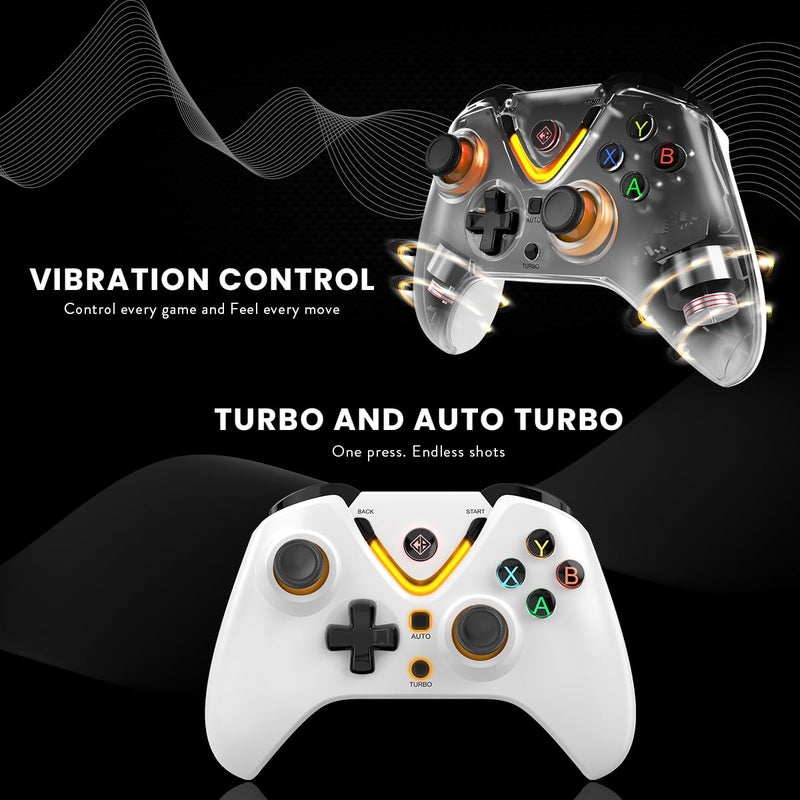 Cosmic Byte وحدة التحكم اللاسلكية ثلاثية الوضعيات أريس، بلوتوث، سلكية لجهاز الكمبيوتر – 2.4GHz، بلوتوث، سلك USB-C، عصي تحكم بتأثير هول، زناد بتأثير هول، توربو، توربو تلقائي، اهتزاز مزدوج بمستويات (أبيض) - Image 4