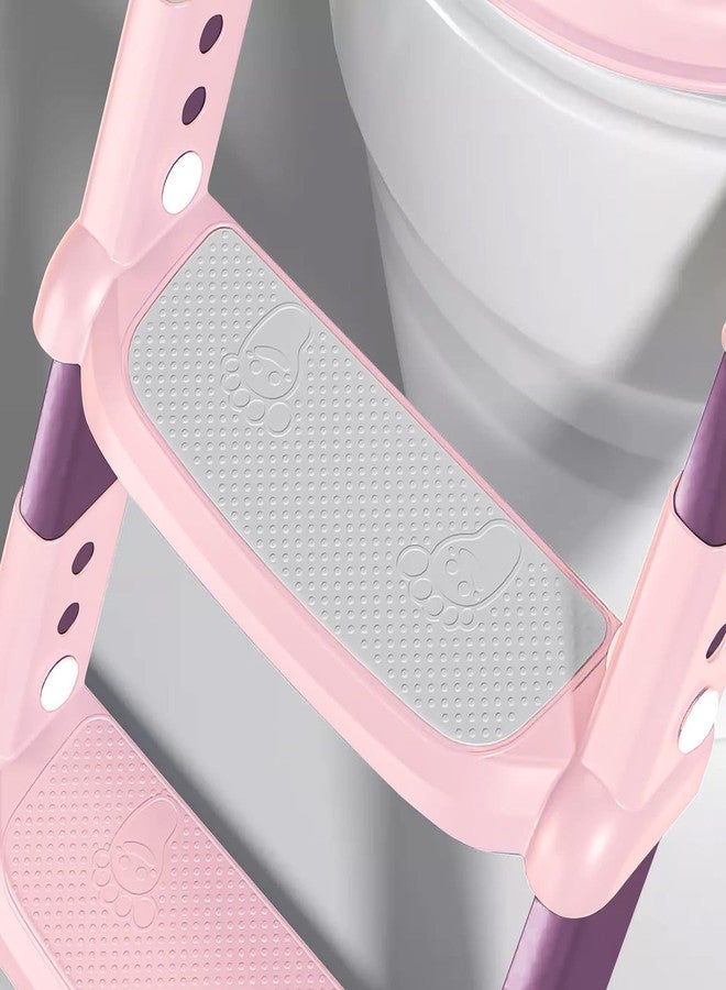 AZRMOH Baby Potty Training Seat Toilet Ladder With Handle For Child Toilet Comfortable Cushion Seat with Step Up Training Stool Adjustable Height,Foldable,Easy to Store,Splash Guard (Multi) - Image 4