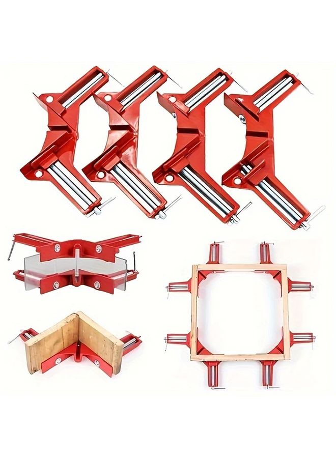 Red 90 Degree Corner Clamps 4pcs Zinc Alloy Right Angle Clamps For Woodworking Aquariums Photo Frames - Image 2