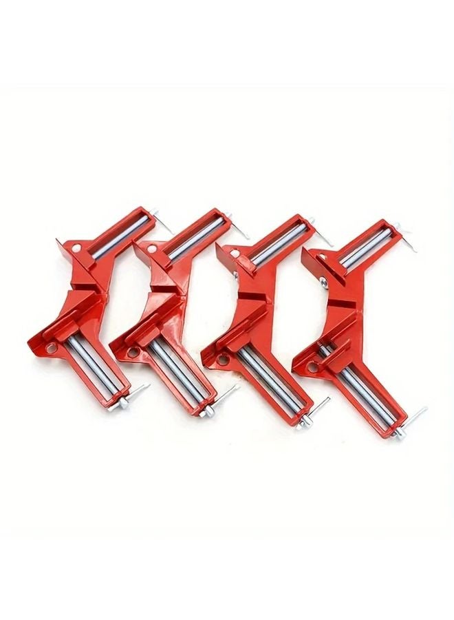 Red 90 Degree Corner Clamps 4pcs Zinc Alloy Right Angle Clamps For Woodworking Aquariums Photo Frames - Image 1