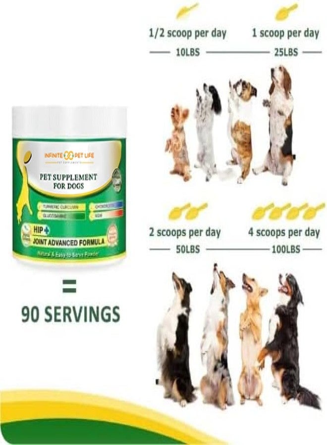 Infinite Pet Supplements مسحوق مكمل غذائي للورك والمفاصل من إنفينيت بيت لايف للكلاب - جلوكوزامين، ميثيل سلفونيل ميثان، كوندرويتين، وكركم | دعم متقدم للحركة لجميع الأعمار والكلاب النشطة - 12.7 أونصة - Image 5