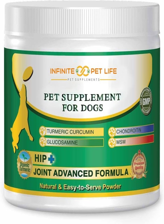 Infinite Pet Supplements مسحوق مكمل غذائي للورك والمفاصل من إنفينيت بيت لايف للكلاب - جلوكوزامين، ميثيل سلفونيل ميثان، كوندرويتين، وكركم | دعم متقدم للحركة لجميع الأعمار والكلاب النشطة - 12.7 أونصة - Image 2