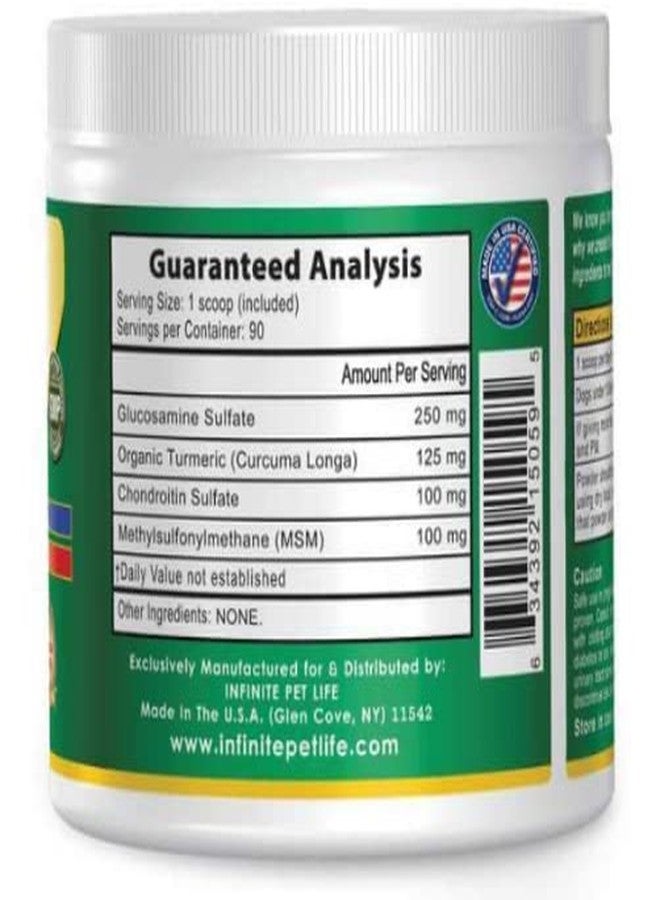 Infinite Pet Supplements مسحوق مكمل غذائي للورك والمفاصل من إنفينيت بيت لايف للكلاب - جلوكوزامين، ميثيل سلفونيل ميثان، كوندرويتين، وكركم | دعم متقدم للحركة لجميع الأعمار والكلاب النشطة - 12.7 أونصة - Image 4