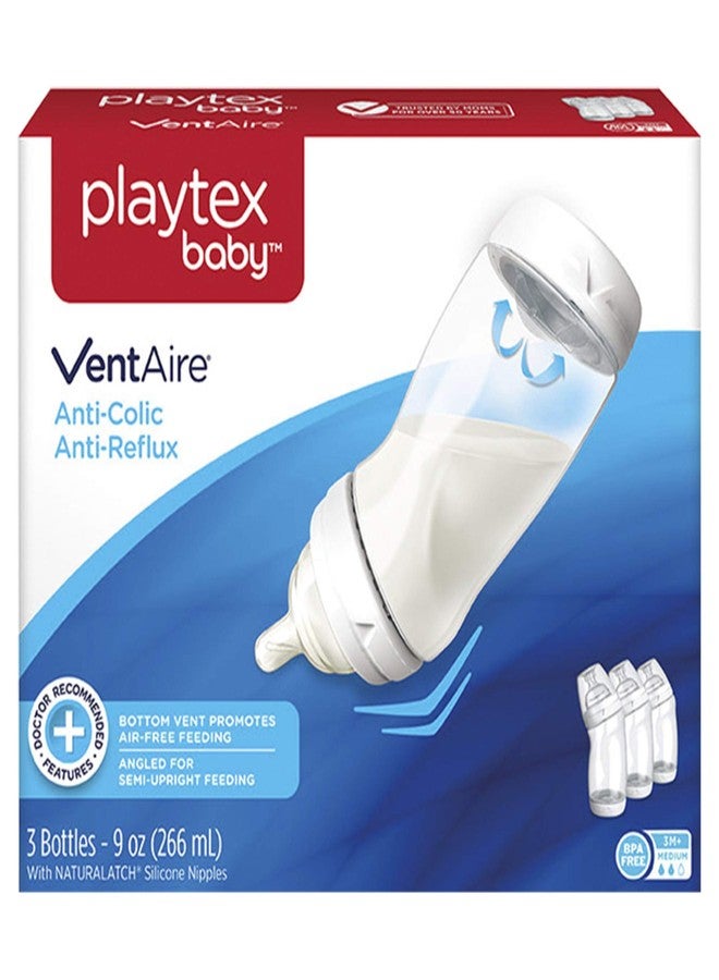 Playtex Baby Ventaire Anti Colic Baby Bottle, BPA Free, 9 Ounce - 3 Count - Image 1