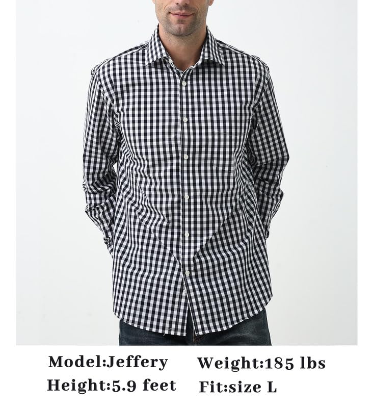 Double Pump Mens Button Down Shirts Cotton Long Sleeve Shirts Regular Fit (SL09A,L) - Image 5