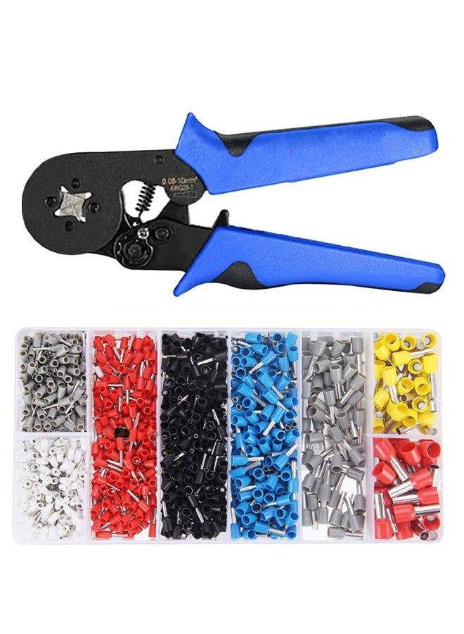 Ferrule Crimping Tool Kit, Ferrule Crimper Plier with 1200pcs Wire Ferrules Kit Wire Ends Terminals, 0.08-10mm² - Image 1