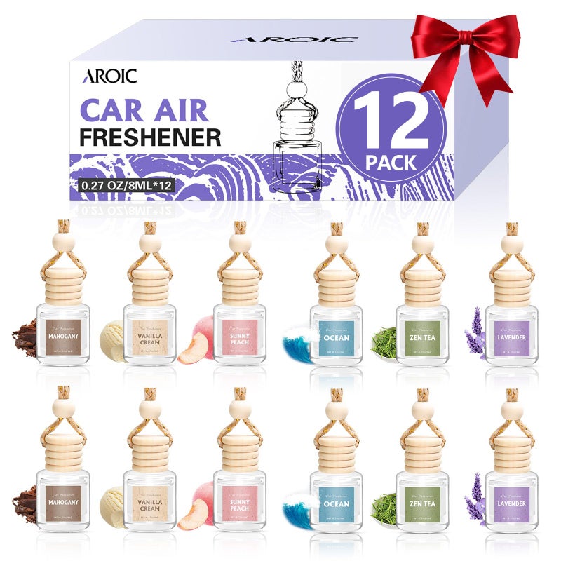 AROIC 12 Pack Car Air Freshener, Car Smell Air Freshener Diffuser Essential Oil Scent for Women & Men, Car Accessories Interior, Mothers Day Gifts Hanging Auto Light Fragrance with Many Flavors - Image 1
