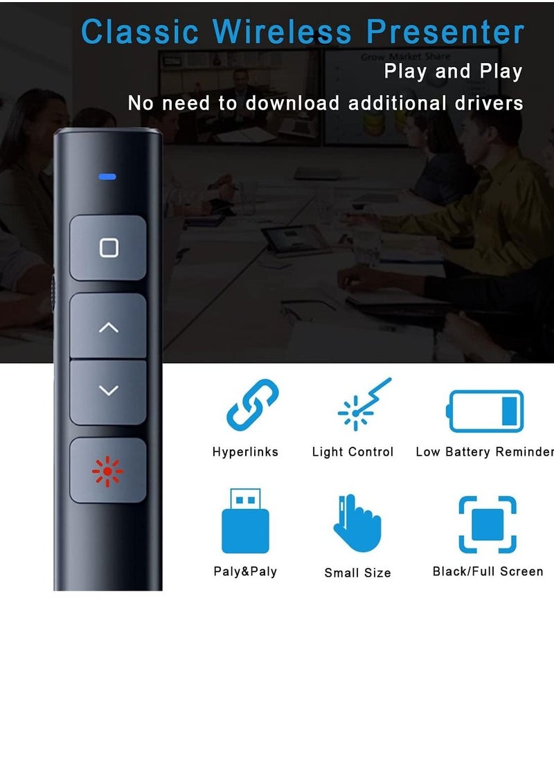Generic - Wireless Presenter Remote, Presentation Clicker with Hyperlink & Volume Remote Control PowerPoint Office Presentation Clicker for Keynote/PPT/Mac/PC/Laptop(Battery Included) - Image 1
