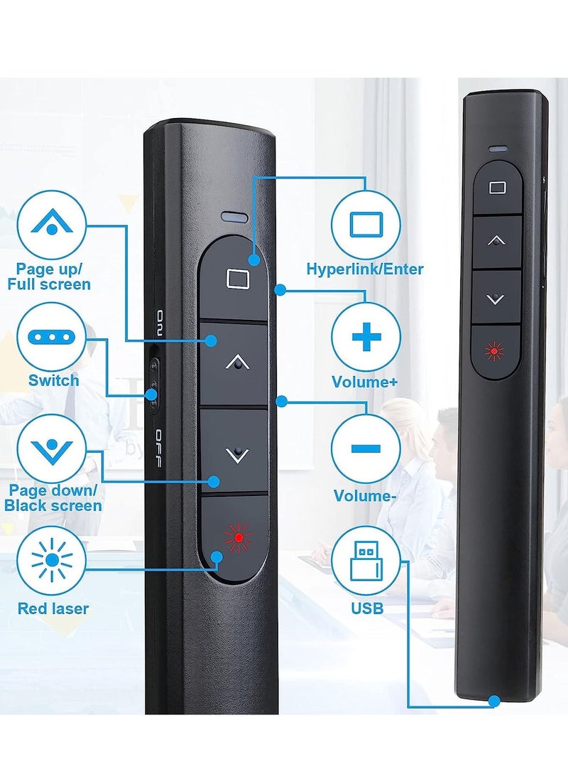 Generic - Wireless Presenter Remote, Presentation Clicker with Hyperlink & Volume Remote Control PowerPoint Office Presentation Clicker for Keynote/PPT/Mac/PC/Laptop(Battery Included) - Image 1