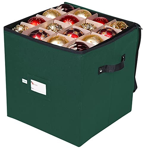Primode Christmas Ornament Storage Box, 4 Individual Trays Xmas Storage Container, Fits 64 Ornaments Decoration Balls, Constructed of Durable 600D Oxford Material (Green) - Image 5