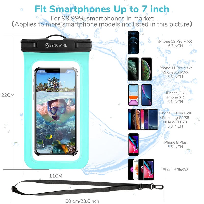 SYNCWIRE Waterproof Phone Pouch [2-Pack] - Universal IPX8 Waterproof Phone Case Dry Bag with Lanyard for iPhone 16/15/14/13/12 Pro XS MAX XR X 8 7 6 Samsung S25 S24 S23 and More Up to 7 Inches - Image 5
