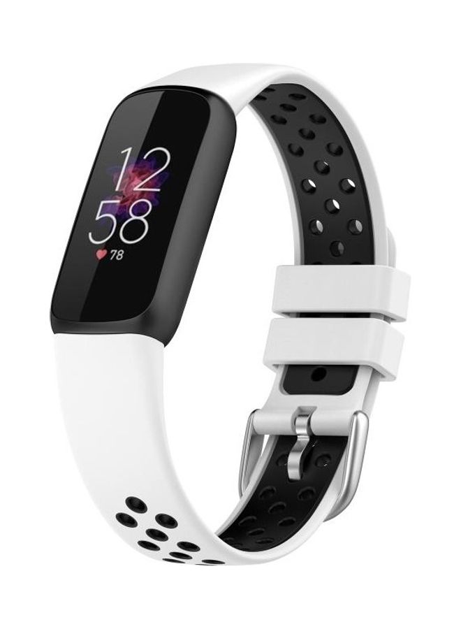 NIBEMINENT Two-Color Silicone Replacement Strap For Fitbit Luxe White Black - Image 3