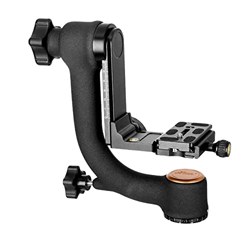HIFFIN® Professional Heavy Duty Metal 360 Degree Panoramic Gimbal Tripod Head with Arca-Swiss Standard 1/4'' Quick Release Plate and Bubble Level for Digital - Image 1