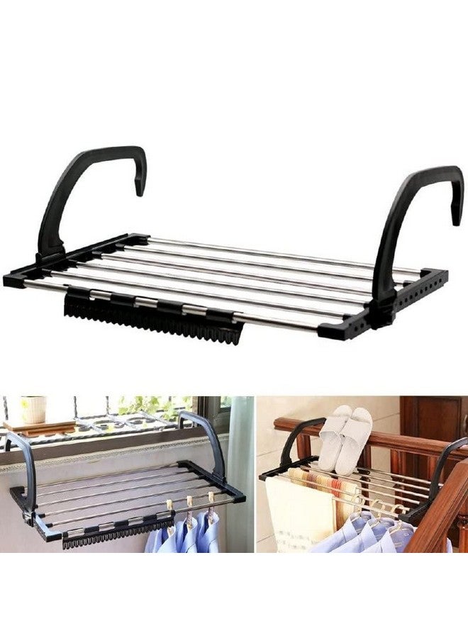 TEESTA TEESTA Foldable Balcony Window Clothes Laundry Rack 5 Rail Bar Holder for Indoor or Outdoor Space for Clothing, Socks, Shoes Rack and Plant Holder  - Image 1