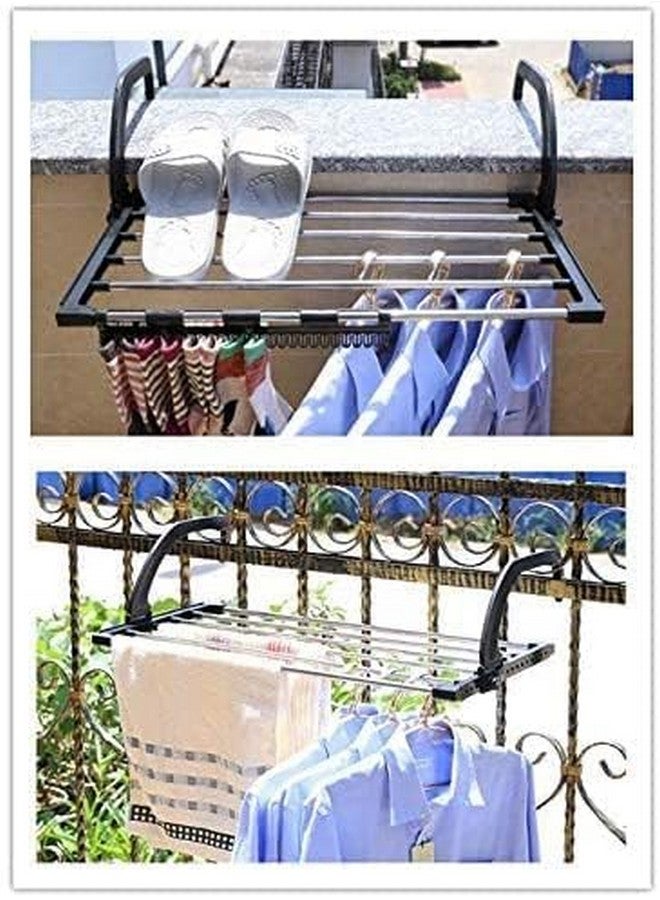 TEESTA TEESTA Foldable Balcony Window Clothes Laundry Rack 5 Rail Bar Holder for Indoor or Outdoor Space for Clothing, Socks, Shoes Rack and Plant Holder  - Image 3