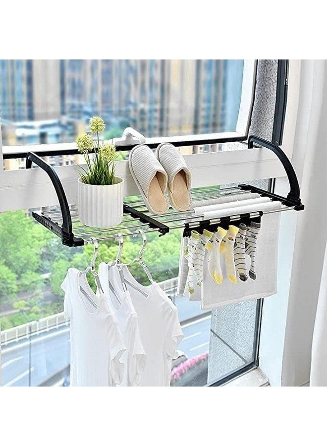 TEESTA TEESTA Foldable Balcony Window Clothes Laundry Rack 5 Rail Bar Holder for Indoor or Outdoor Space for Clothing, Socks, Shoes Rack and Plant Holder  - Image 5