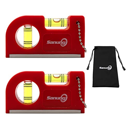 Sanung 2 Pieces Mini Magnetic Horizontal Vertical Pockets Spirit Levels with Keychain Magnetic Pocket Levels with Storage Bag Magnet Spirit Bubble Leveler for Determining Horizontal Vertical Plane - Image 1
