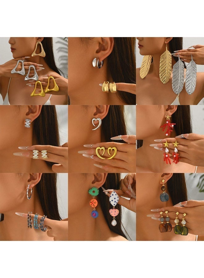 Women's Earrings With Geometric Irregular Designs, Inlaid With Gemstones, Niche High-end Earrings Wholesale - Image 2