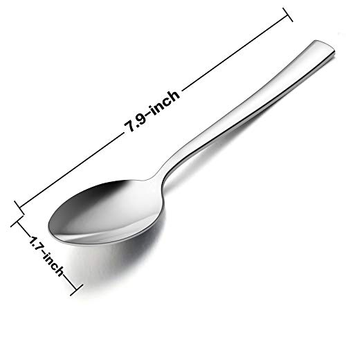E-far Efar Dinner Spoons Set of 6 79 Inch Stainless Steel Soup Spoons Tablespoons for Home Kitchen or Restaurant Nontoxic Mirror Polished Squared Edge Dishwasher Safe - Image 3