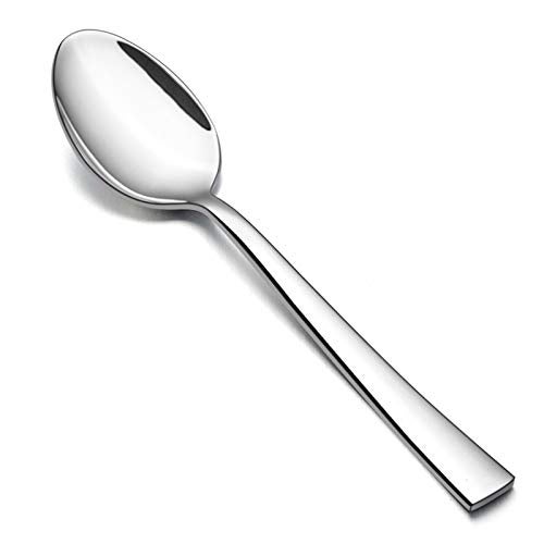 E-far Efar Dinner Spoons Set of 6 79 Inch Stainless Steel Soup Spoons Tablespoons for Home Kitchen or Restaurant Nontoxic Mirror Polished Squared Edge Dishwasher Safe - Image 1