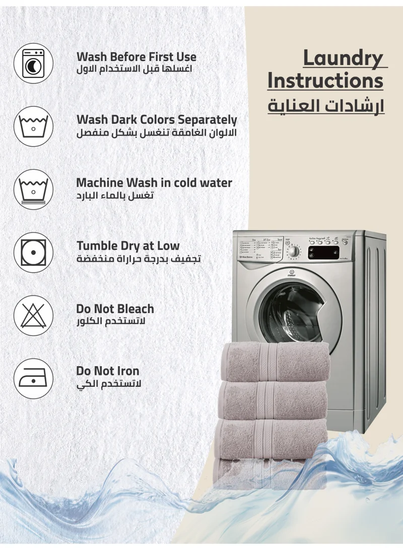 Donetella Premium 100 % Combed Cotton 4-Pcs Hand Towel Set (50 X 90 CM) 600 GSM Super Soft Hand Towel, Highly Absorbent, Quick Dry,Best Towel for Bathroom, Spa And Hotel.