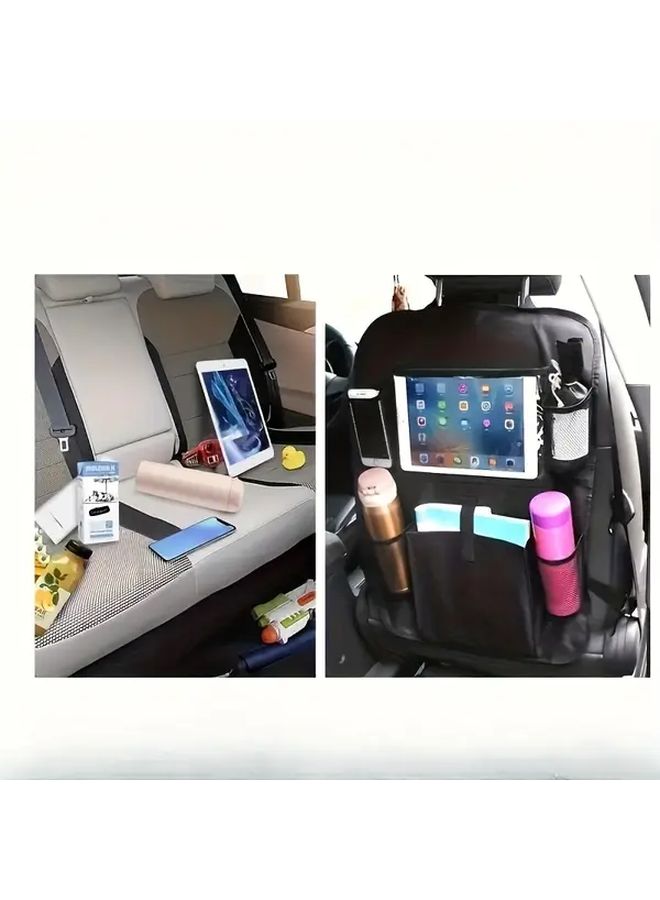 Car Seat Back Organizer With Tablet Holder Cup Holders And Mesh Pockets Durable Oxford Fabric Easy Clean Design Fits Most Vehicle Seats - Image 4