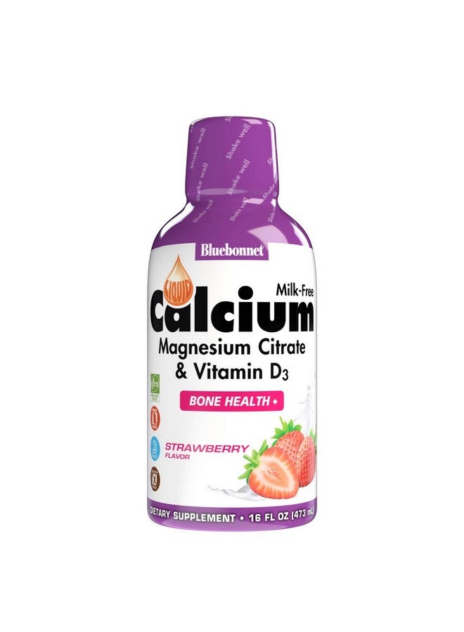 Bluebonnet Nutrition Liquid Calcium Citrate Calcium Citrate Magnesium Citrate Vitamin D3 Bone Health Gluten Free Soy Free Milk Free Kosher 32 Servings Strawberry Flavor 16 Fl Oz (Pack Of 1) - Image 2