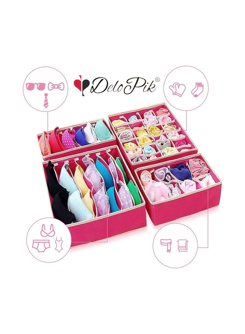 DeloPik 4 PCS Clothes Organizer - Wardrobe Clothes Storage Box, Underwear Bra Organizer Closet Drawer Divider for Skirts Socks Bras Panties & Scarf - Image 2