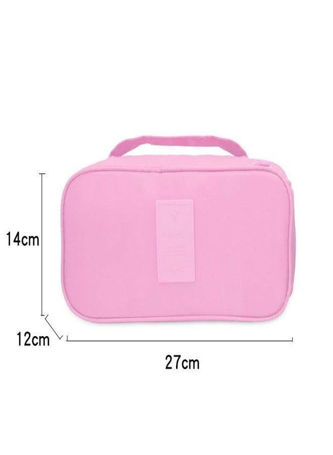 TS WITH TECHSUN Multifunctional Polyester Bra Innerwear Underwear Panties Toiletries Organizer Bag Slide Portable Cosmetics Makeup Lingerie Toiletry Travel Bag Pouch (Light Pink) - Image 3