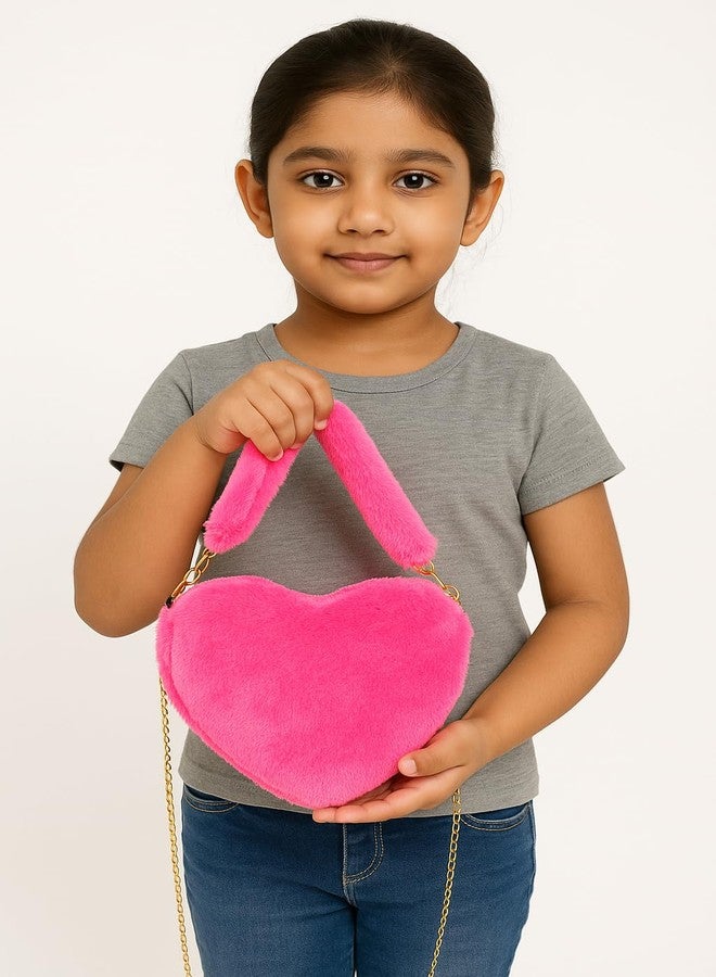 CULT FACTORY Beautiful Pink Kids Side Bag Plush Toy Bags for Kids Girls - Image 5