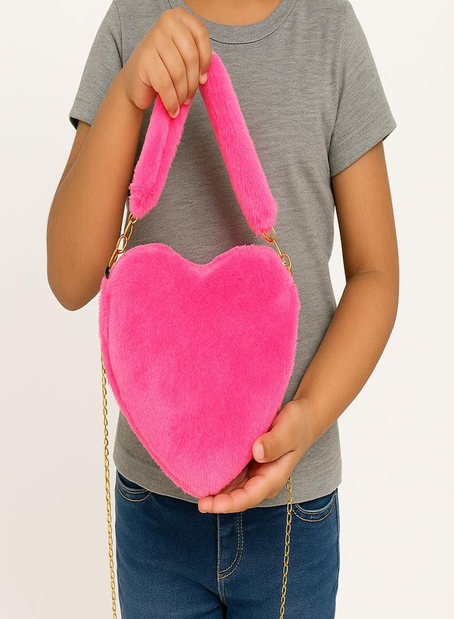 CULT FACTORY Beautiful Pink Kids Side Bag Plush Toy Bags for Kids Girls - Image 3