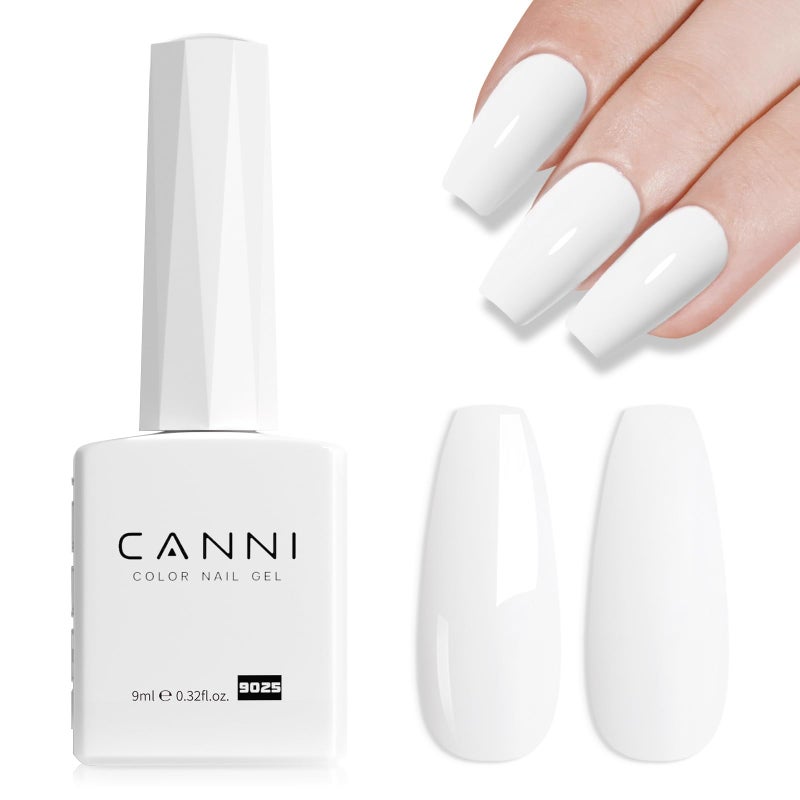 CANNI White Gel Polish â€“ 1 Pc Pure White, High Gloss UV/LED Soak-Off Gel Nail Polish for French Manicure, DIY & Salon Quality for Grils & Women - Image 1