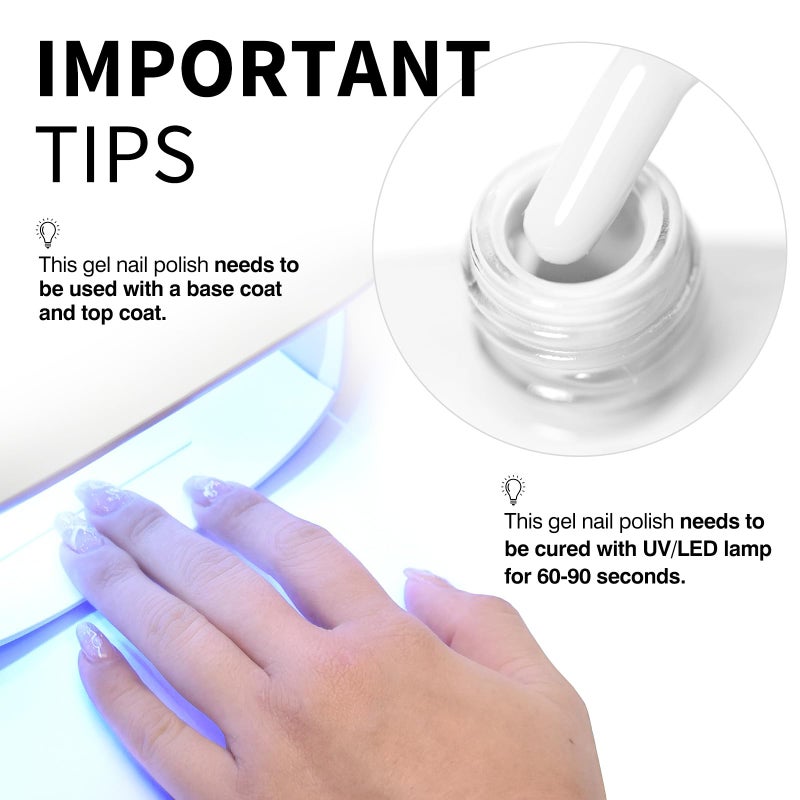 CANNI White Gel Polish â€“ 1 Pc Pure White, High Gloss UV/LED Soak-Off Gel Nail Polish for French Manicure, DIY & Salon Quality for Grils & Women - Image 4