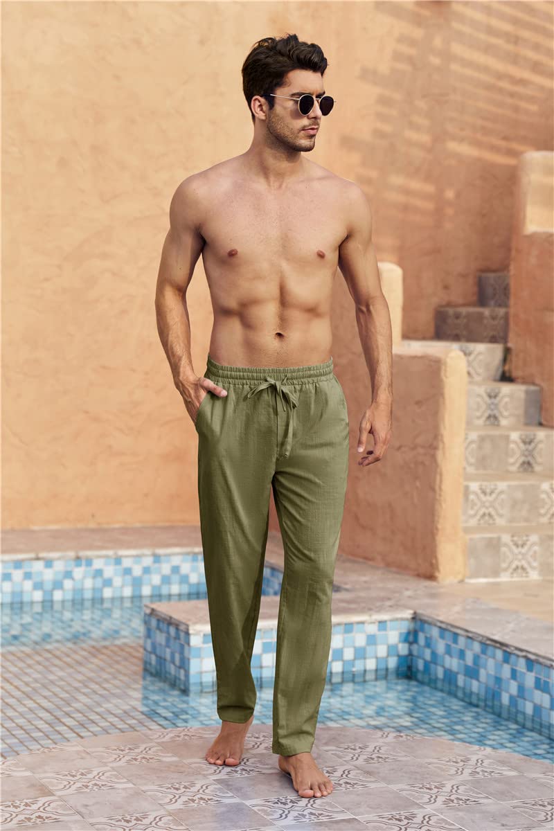 Karlywindow Mens Linen Pants Casual Loose Lightweight Drawstring Elastic Waist Summer Yoga Beach Trousers - Image 2