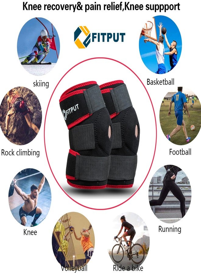 FITPUT Adjustable Knee Support Patella|Knee Support for Men and Women|Knee Cap|Knee Brace|Knee Guard |Knee Cap|Knee Pain Relief |Knee Belt|Joint Pain Relief | pair (Red) - Image 5