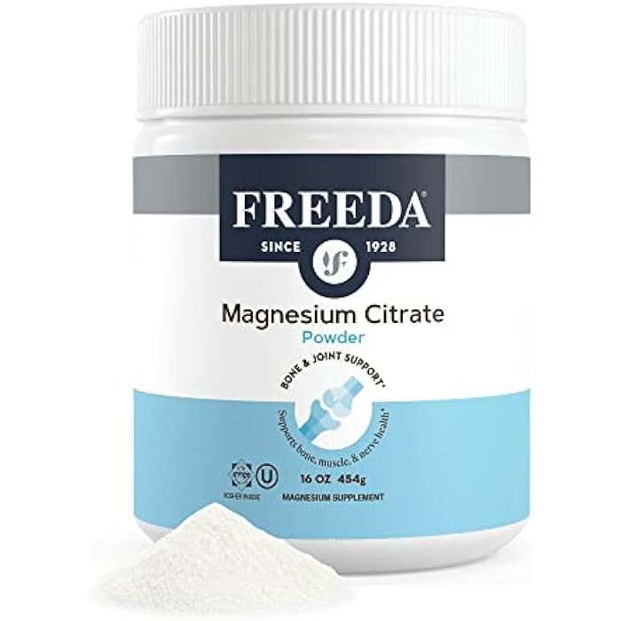 Freeda Magnesium Citrate Powder (420mg Elemental Magnesium) – Unflavored & Corn-Free – Pure Powder for Muscle, Nerve & Bone Health – Made in USA, 16 oz (150 Servings) - Image 1