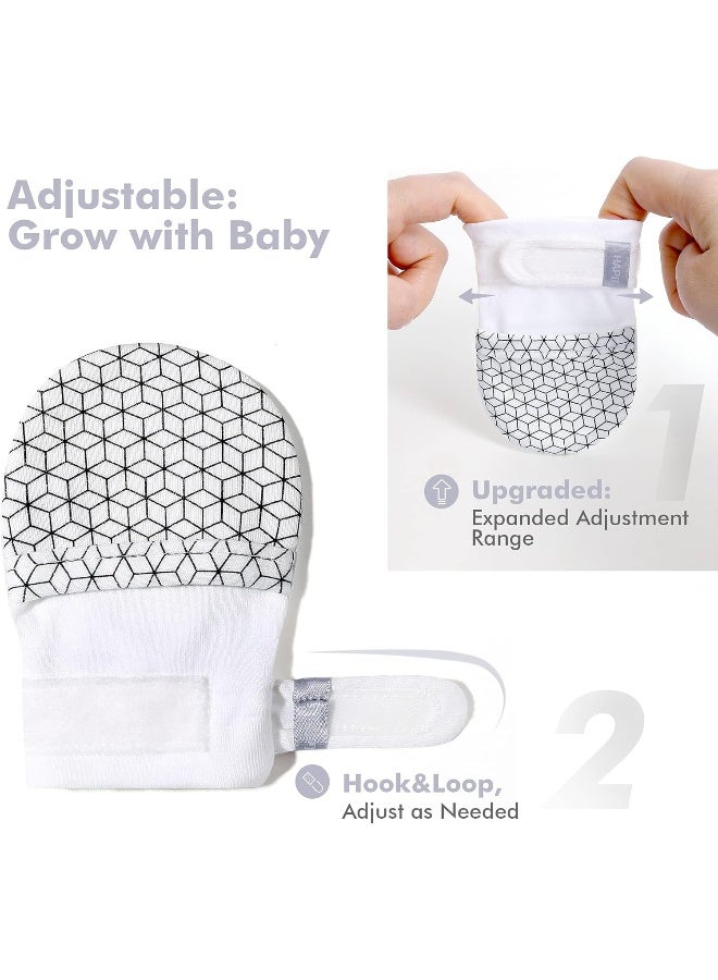 HAPIU HAPIU Baby No Scratch Mittens Stay On, 100% Cotton Breathable, Adjustable Infant Gloves for Boys Girls, Newborn - 12 M  - Image 3