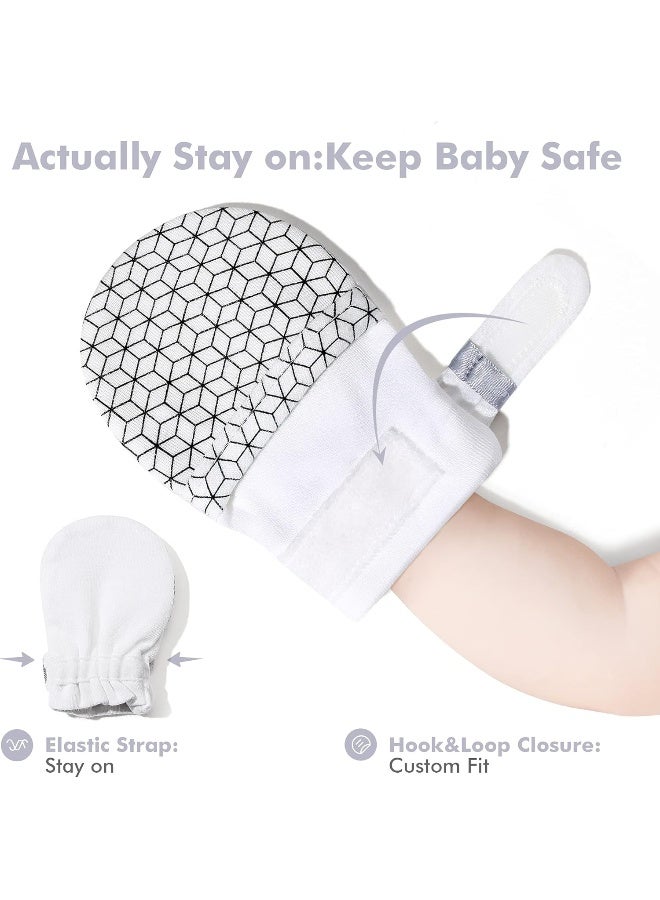 HAPIU HAPIU Baby No Scratch Mittens Stay On, 100% Cotton Breathable, Adjustable Infant Gloves for Boys Girls, Newborn - 12 M  - Image 4