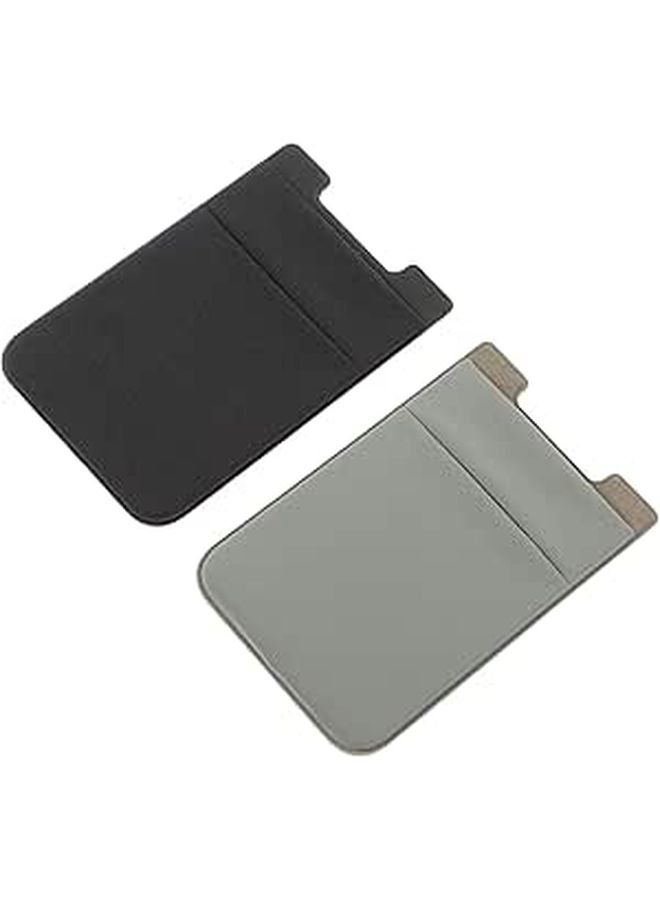 Black Gray Phone Card Holder 2pcs Double Slot Back Pocket for Credit Cards Travel Daily Use - Image 1