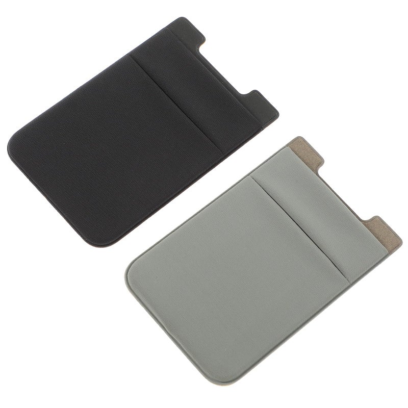 Black Gray Phone Card Holder 2pcs Double Slot Back Pocket for Credit Cards Travel Daily Use - Image 2