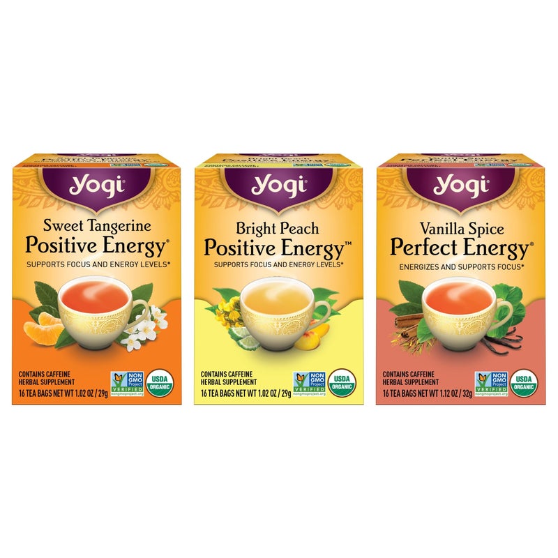 Yogi Energy Variety (3 Pack) Organic Sampler & Tea Gift Set â€“ Contains Caffeine â€“ 48 Tea Bags - Image 1