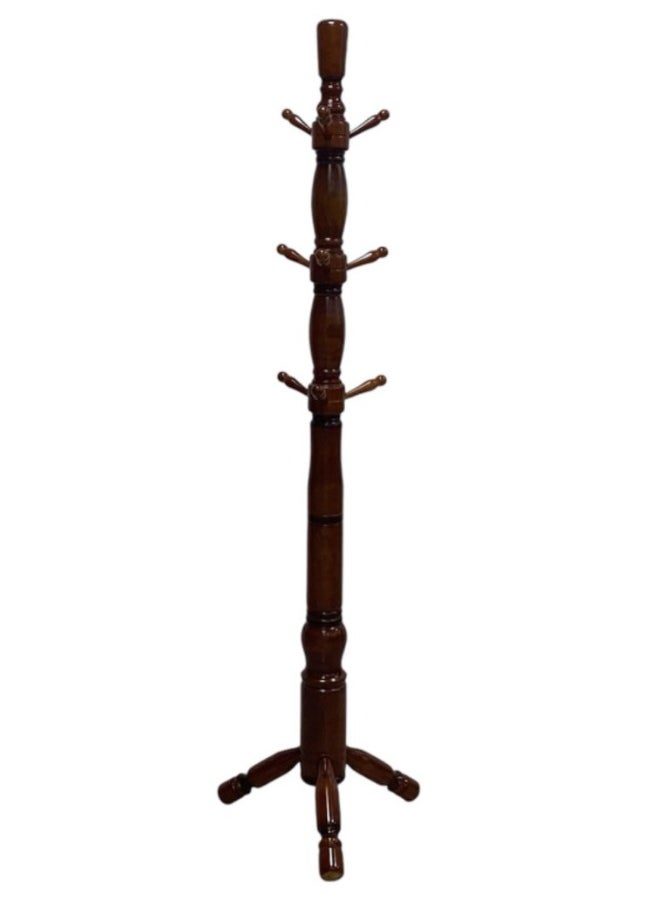SMART HOME - Luxury Wooden Clothes Hanger with Hooks, Clothes Hanger 190cm Height (Brown) - Image 1
