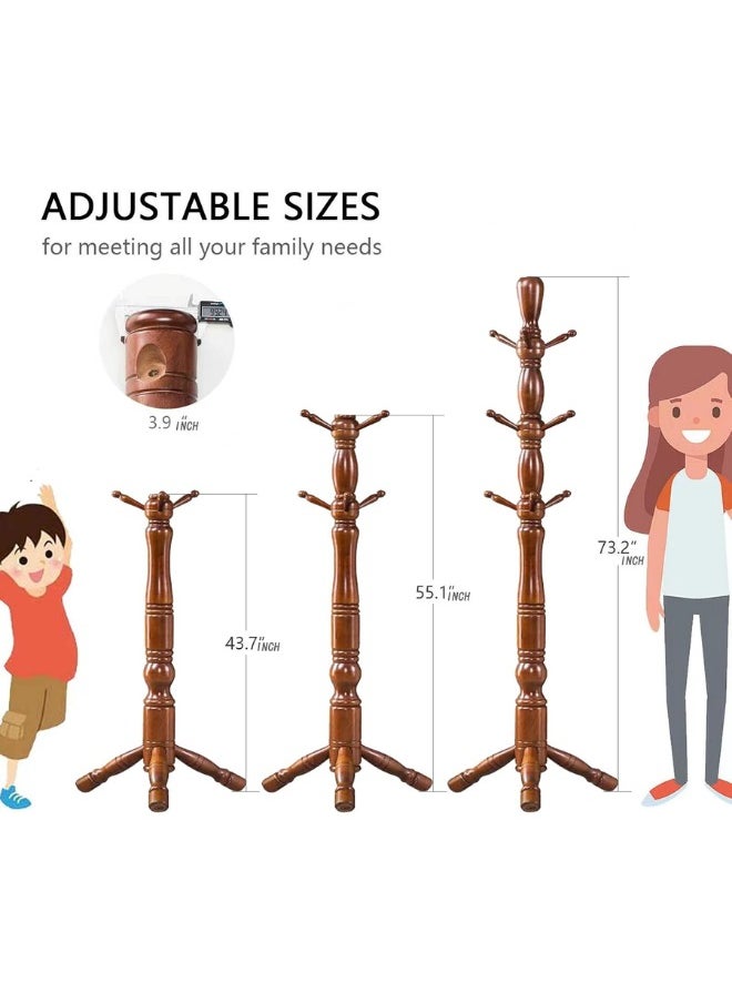 SMART HOME - Luxury Wooden Clothes Hanger with Hooks, Clothes Hanger 190cm Height (Brown) - Image 1