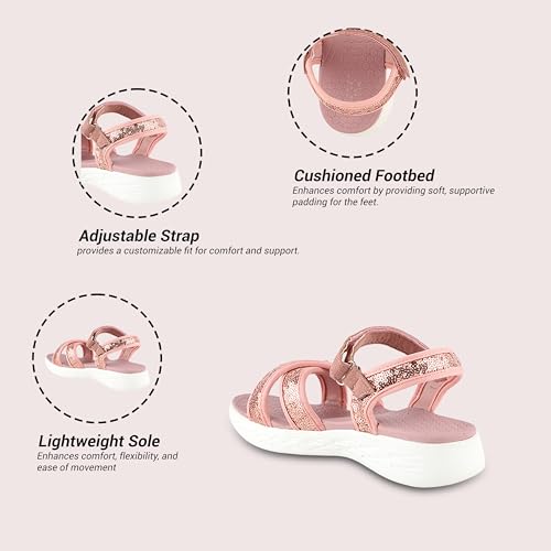 FUEL Fasion Sandals for Women Comfortable & Lightweight, Flexible & Breathable Flat Stylesh Sandal for ladies, Dailywear Footwear(Pink-2UK) - Image 4