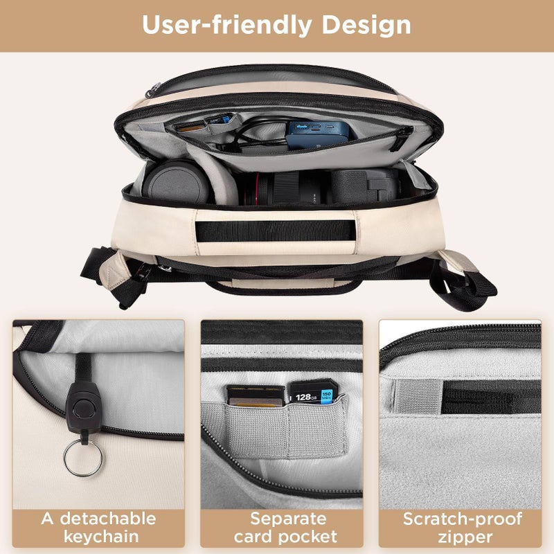 TAAOKA Camera Sling Bag,Waterproof Camera Case with Tripod Holder,Lightweight DSLR/SLR/Mirrorless Camera Bags Crossbody for photographers-Beige - Image 5