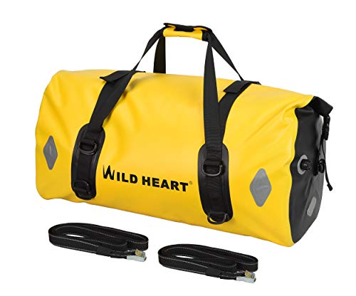 WILD HEART Waterproof Bag 55L 66L 77L Motorcycle Dry Duffel Bag for Travel,Motorcycling, Cycling,Hiking,Camping (77L, Yellow) - Image 1